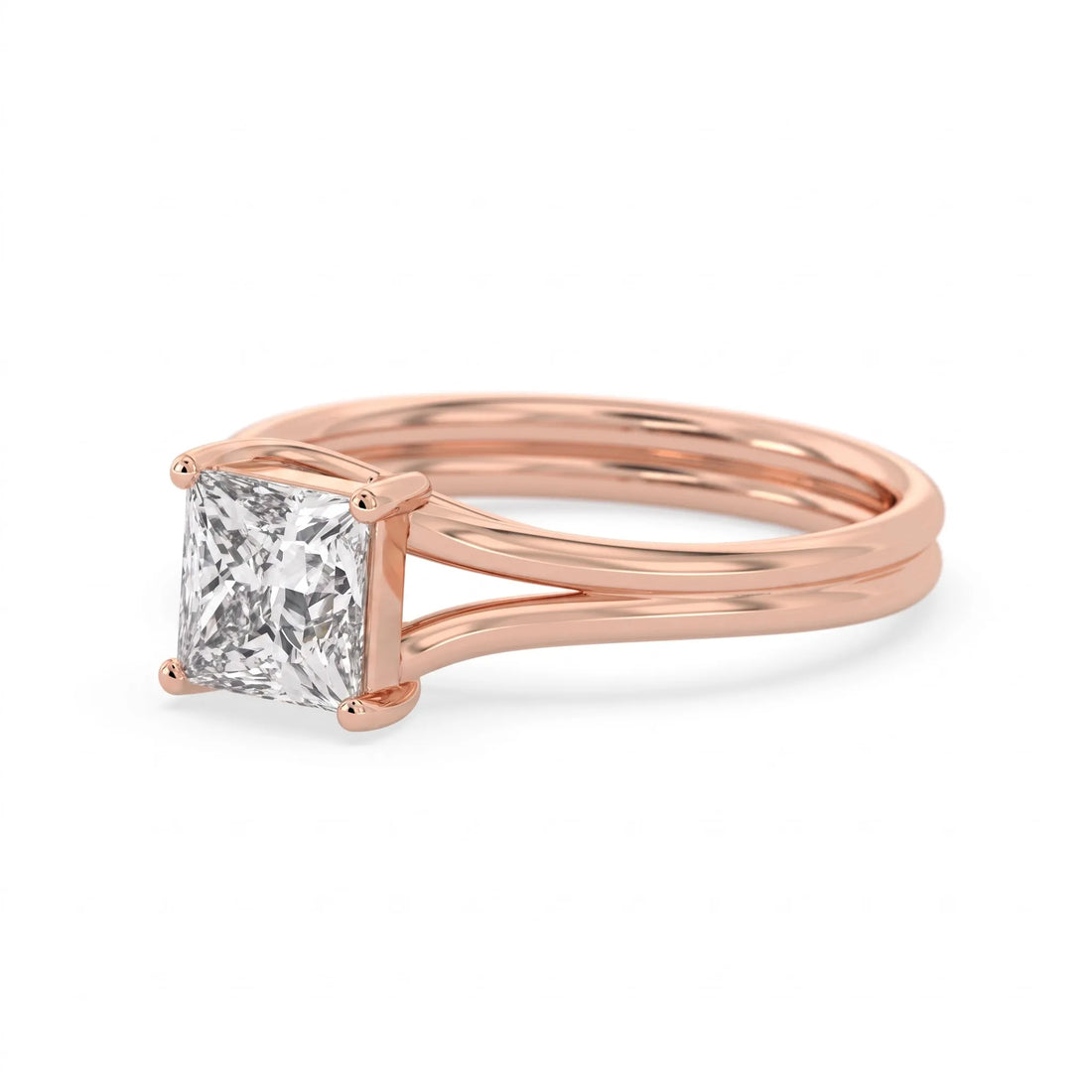 OctaPearl 1.5 ct Princess Solitaire Split Shank Lab Grown Diamond Engagement Ring