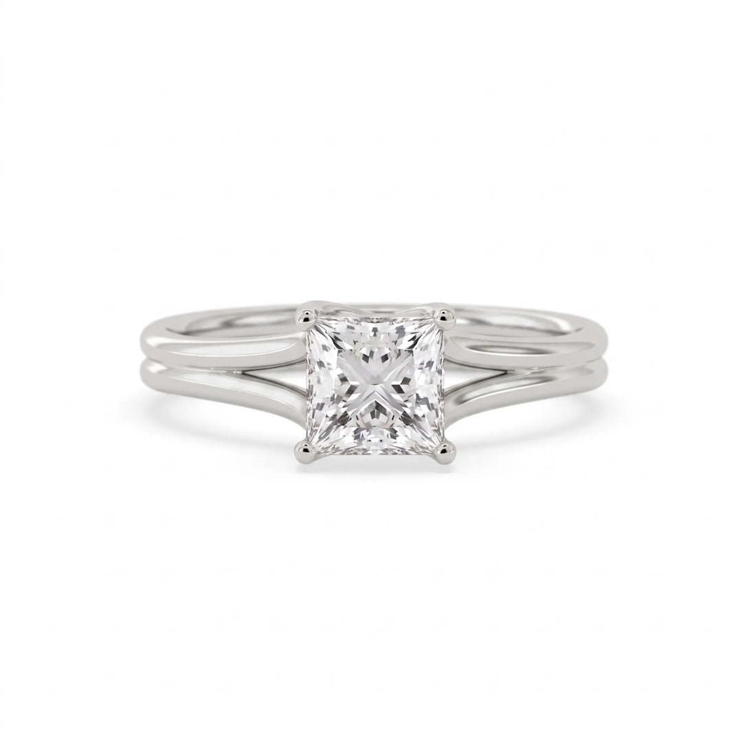 OctaPearl 1.5 ct Princess Solitaire Split Shank Lab Grown Diamond Engagement Ring