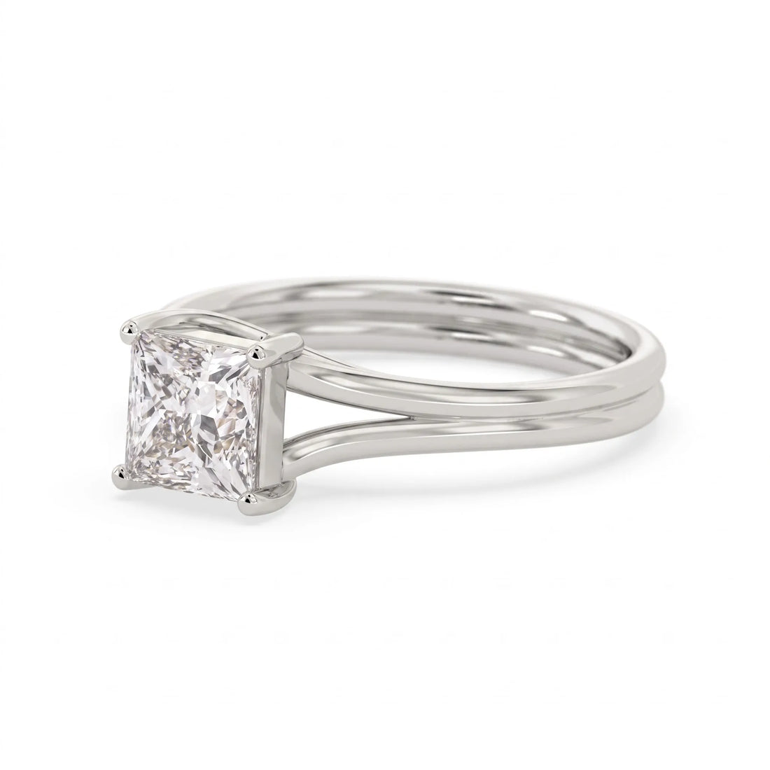 OctaPearl 1.5 ct Princess Solitaire Split Shank Lab Grown Diamond Engagement Ring