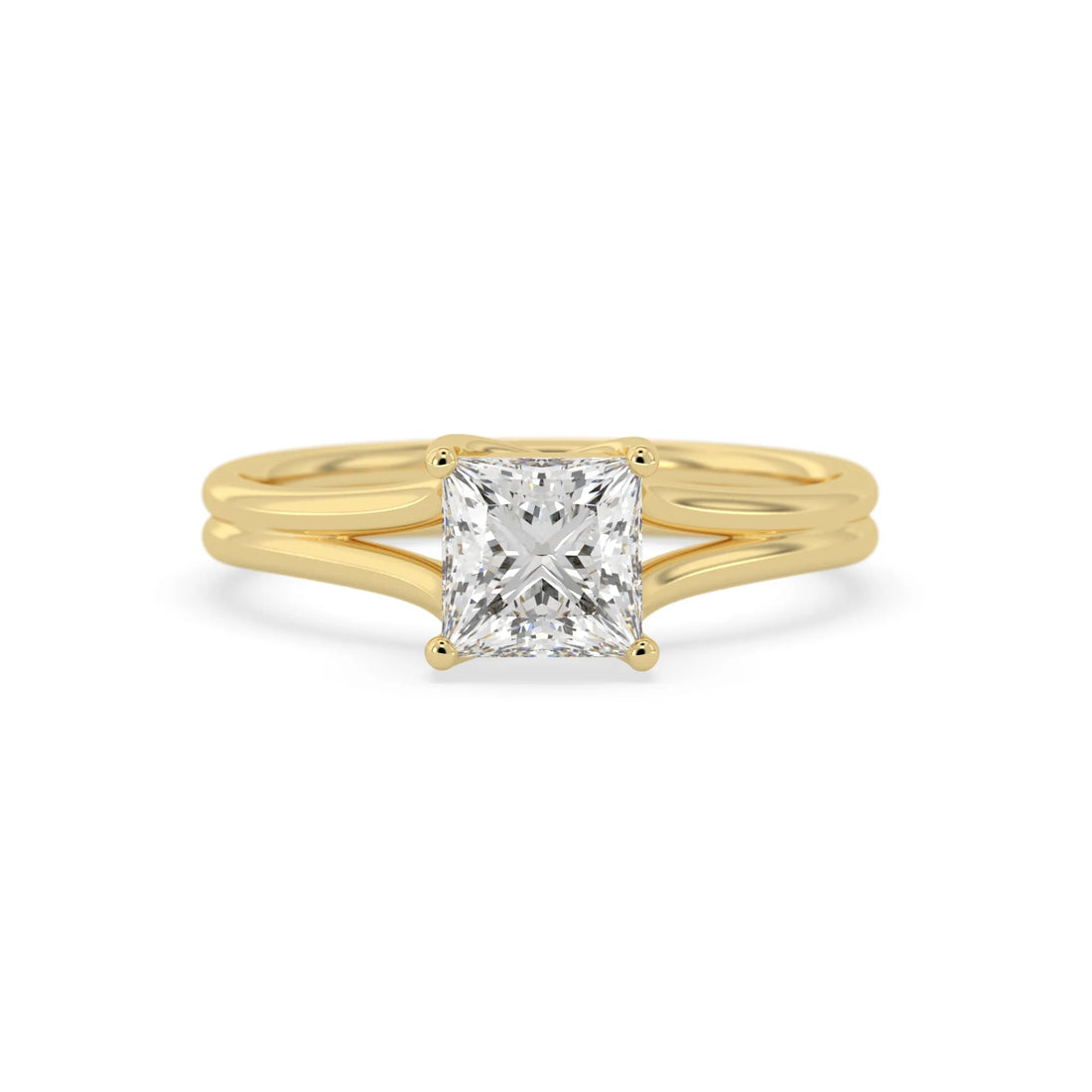 OctaPearl 1.5 ct Princess Solitaire Split Shank Lab Grown Diamond Engagement Ring