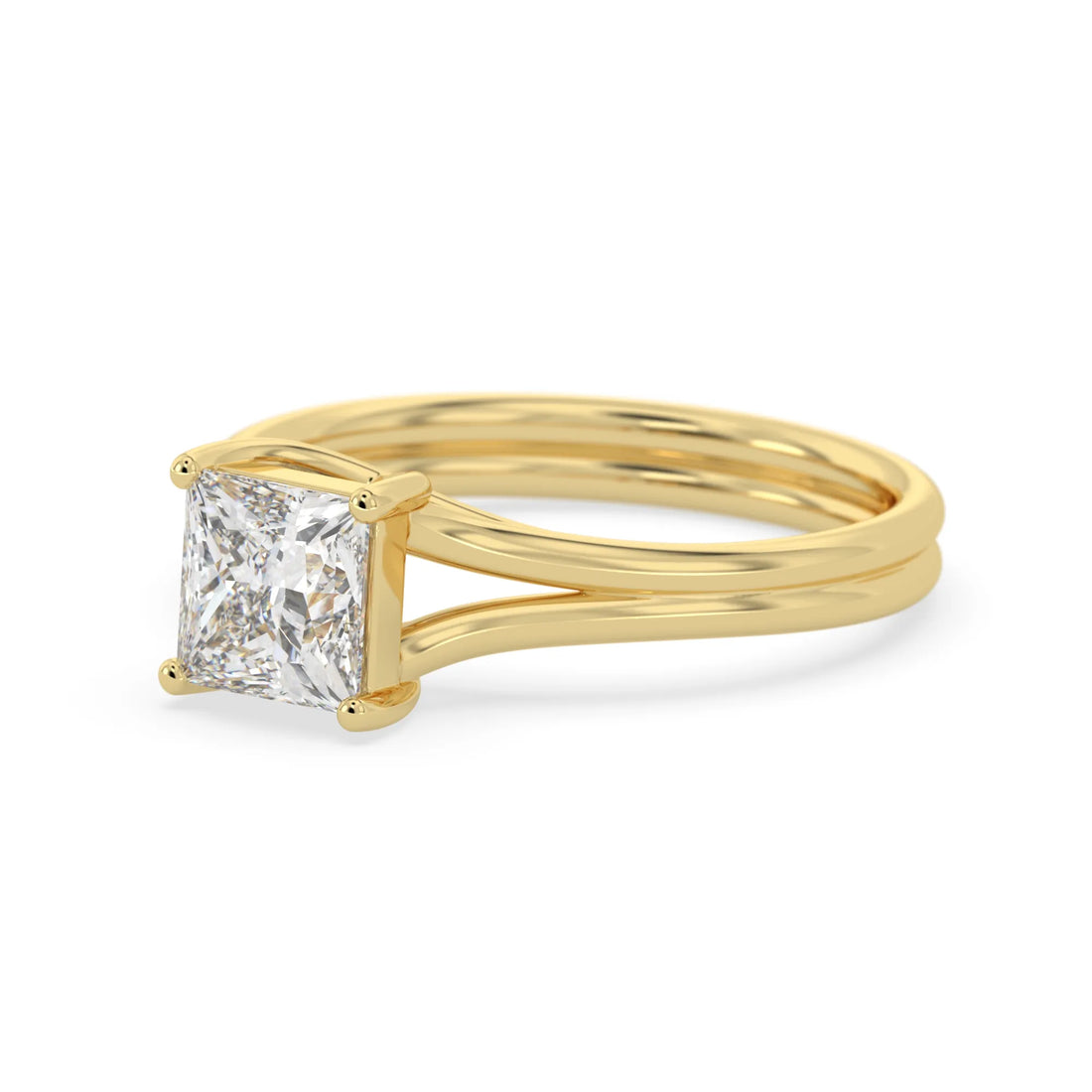 OctaPearl 1.5 ct Princess Solitaire Split Shank Lab Grown Diamond Engagement Ring