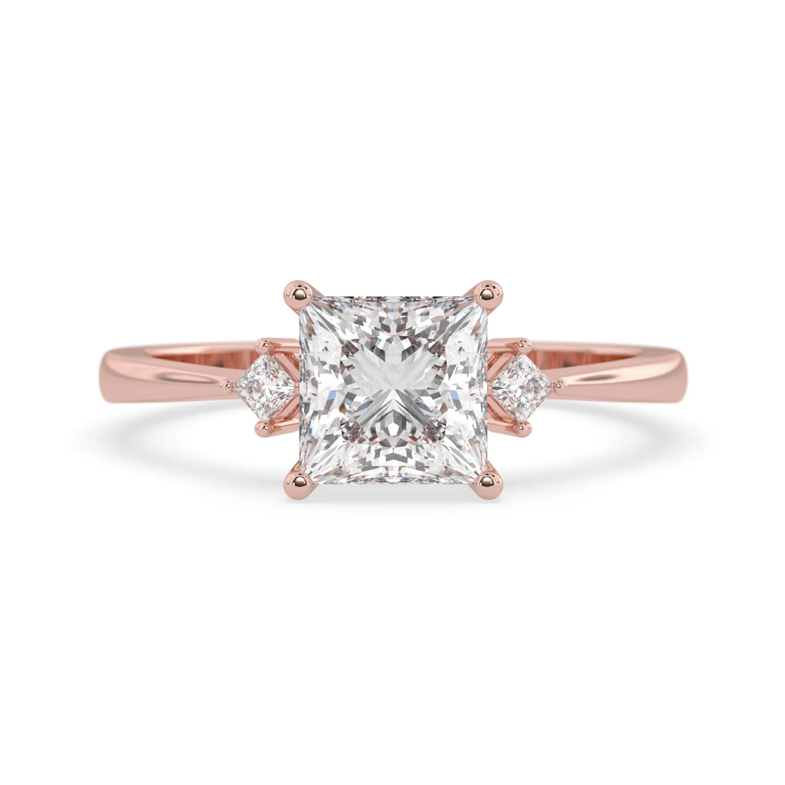 OctaPearl 2 ct Princess Three Stone Lab Grown Diamond Engagement Ring