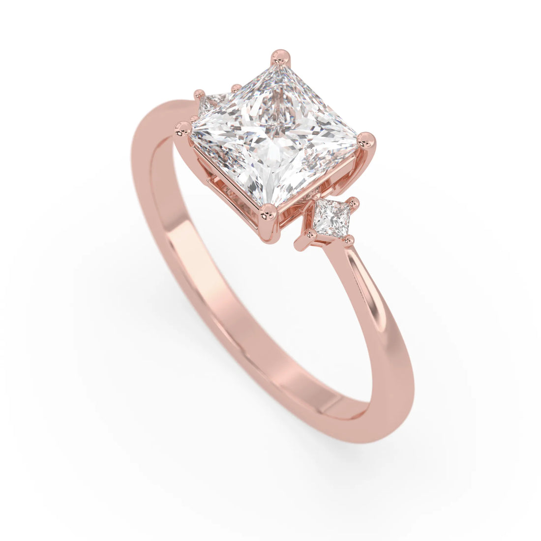 OctaPearl 2 ct Princess Three Stone Lab Grown Diamond Engagement Ring