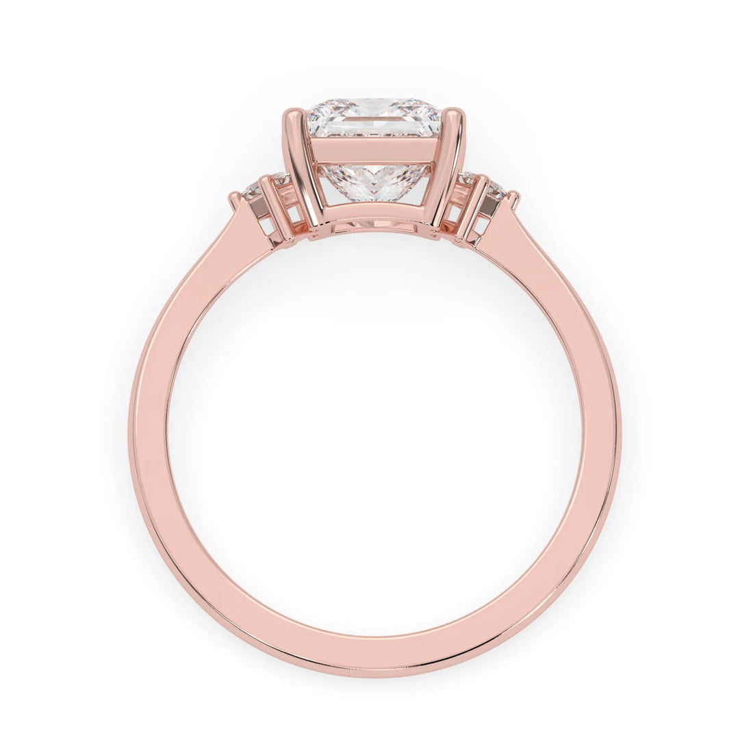 OctaPearl 2 ct Princess Three Stone Lab Grown Diamond Engagement Ring