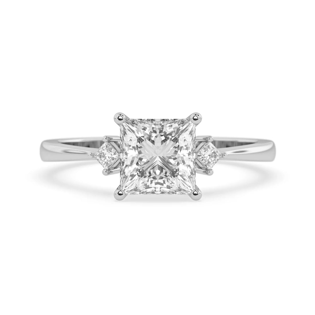 OctaPearl 2 ct Princess Three Stone Lab Grown Diamond Engagement Ring