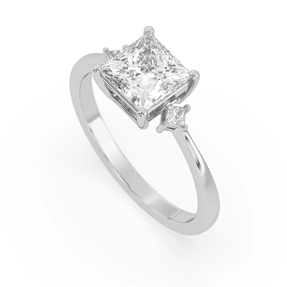 OctaPearl 2 ct Princess Three Stone Lab Grown Diamond Engagement Ring