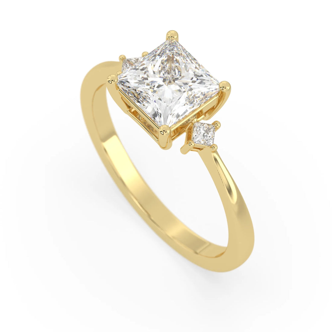 OctaPearl 2 ct Princess Three Stone Lab Grown Diamond Engagement Ring