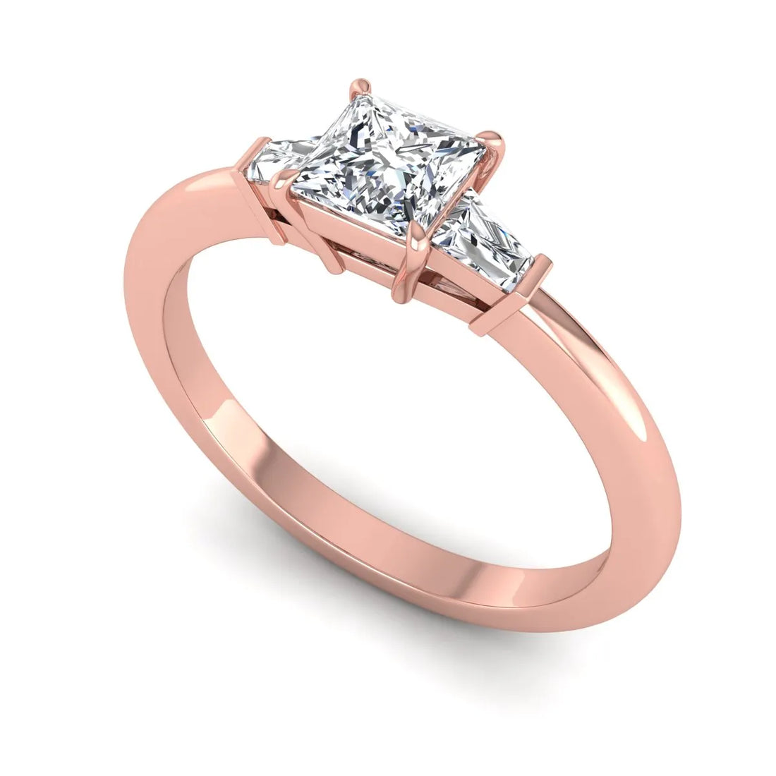 OctaPearl Princess Three Stone Lab Grown Diamond Engagement Ring