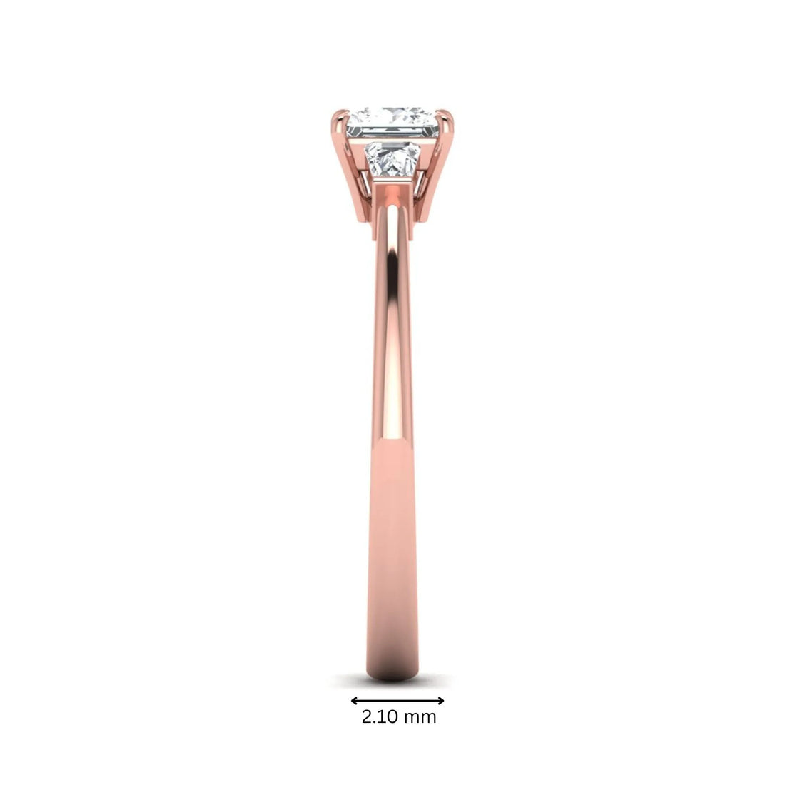 OctaPearl Princess Three Stone Lab Grown Diamond Engagement Ring