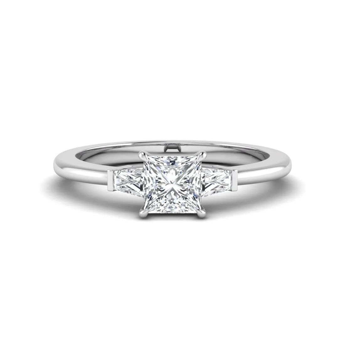 OctaPearl Princess Three Stone Lab Grown Diamond Engagement Ring
