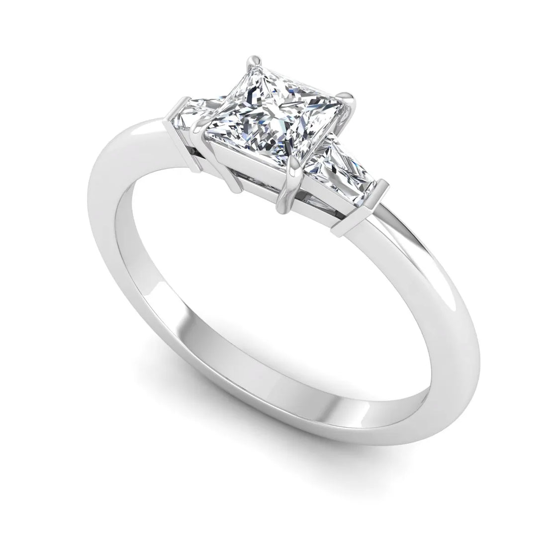 OctaPearl Princess Three Stone Lab Grown Diamond Engagement Ring