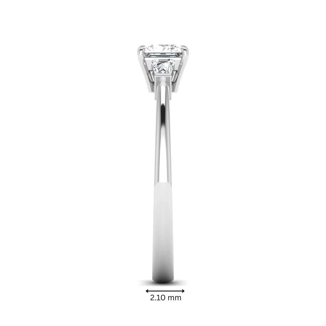 OctaPearl Princess Three Stone Lab Grown Diamond Engagement Ring