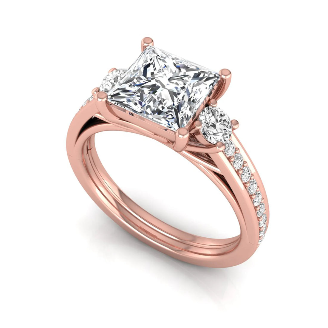 OctaPearl 2.5 ct Princess Three Stone Lab Grown Diamond Engagement Ring