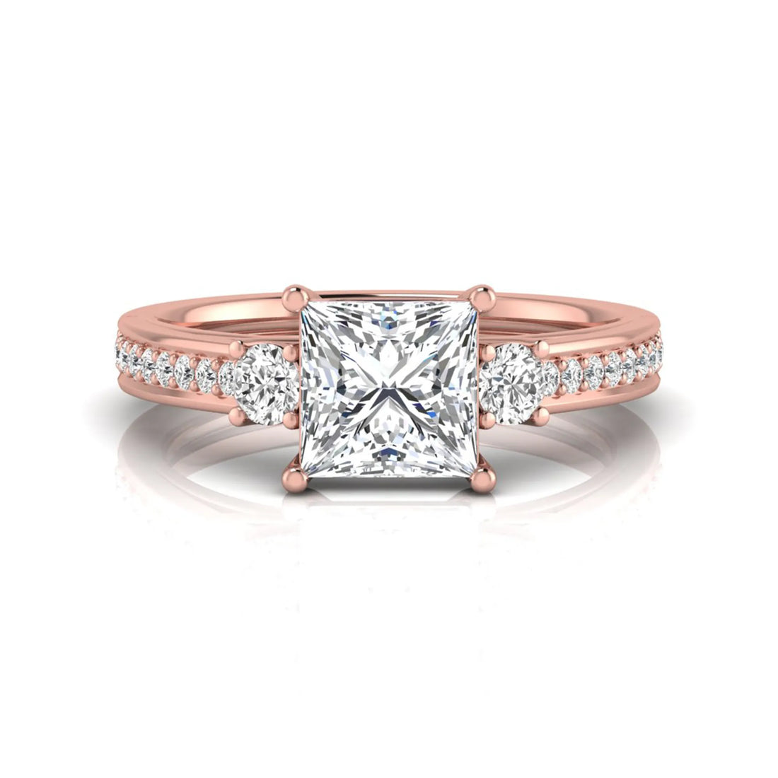 OctaPearl 2.5 ct Princess Three Stone Lab Grown Diamond Engagement Ring