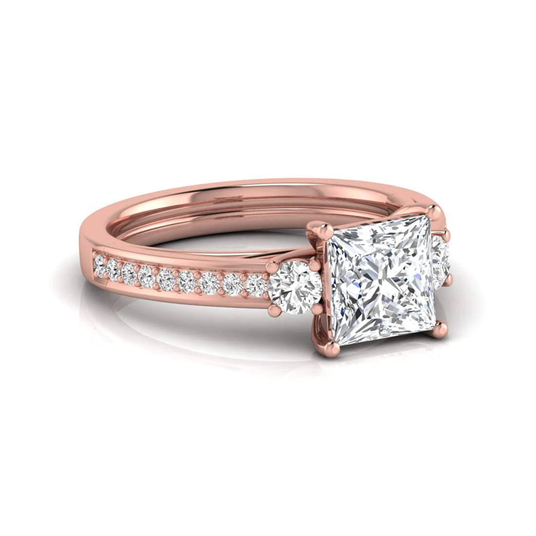 OctaPearl 2.5 ct Princess Three Stone Lab Grown Diamond Engagement Ring