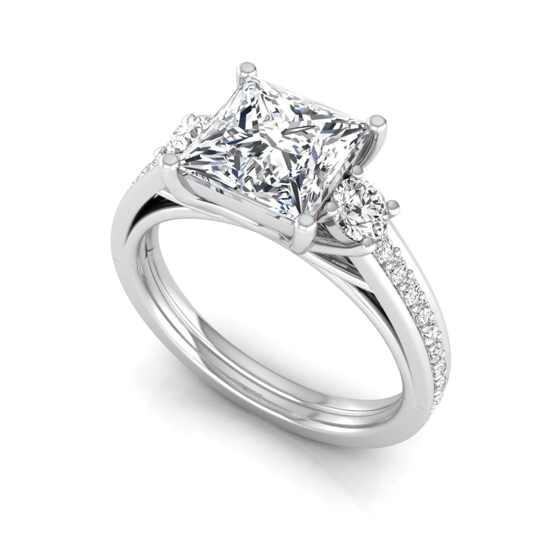 OctaPearl 2.5 ct Princess Three Stone Lab Grown Diamond Engagement Ring