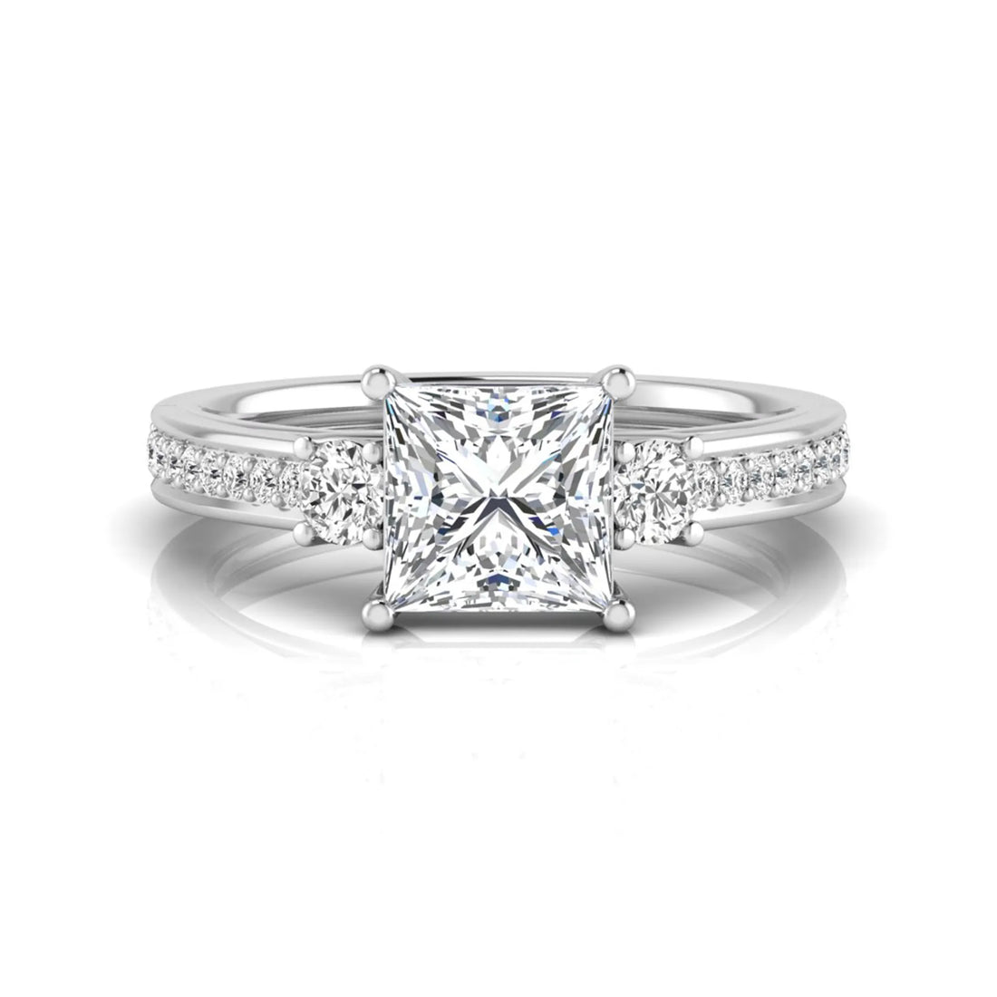 OctaPearl 2.5 ct Princess Three Stone Lab Grown Diamond Engagement Ring
