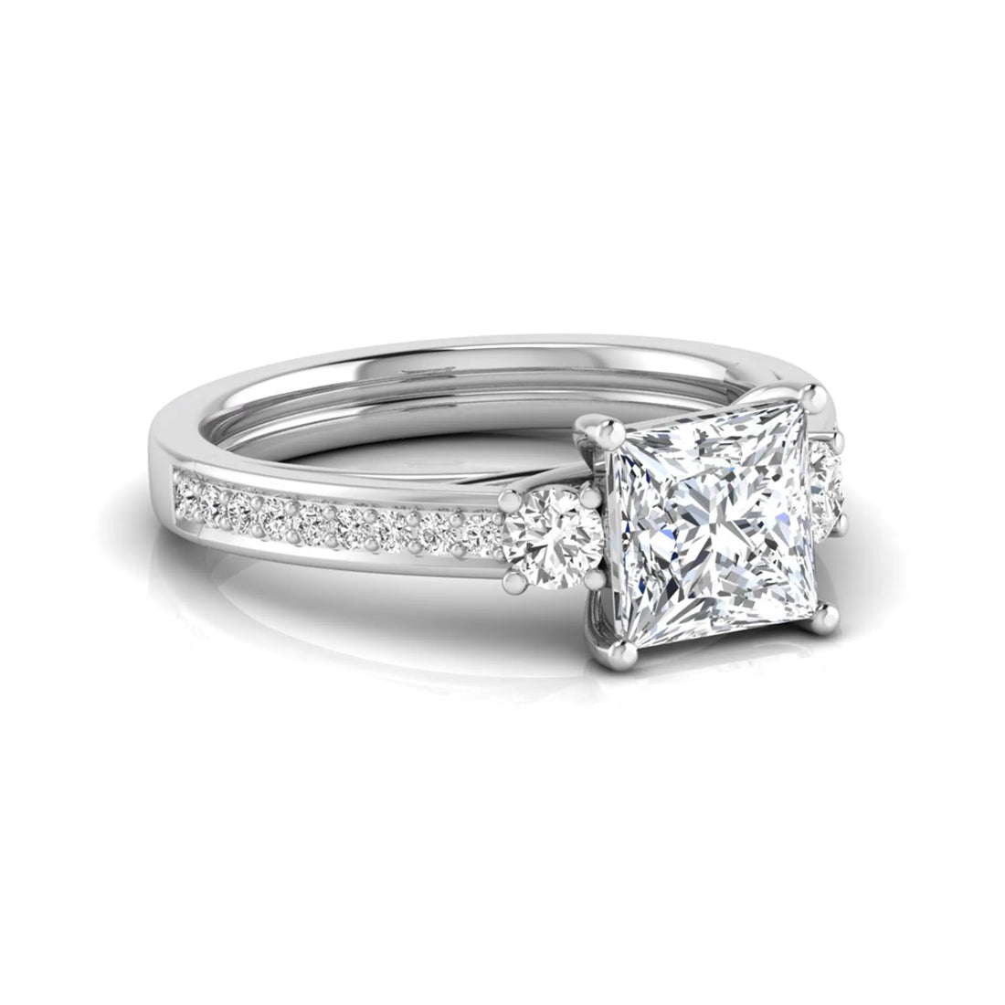 OctaPearl 2.5 ct Princess Three Stone Lab Grown Diamond Engagement Ring