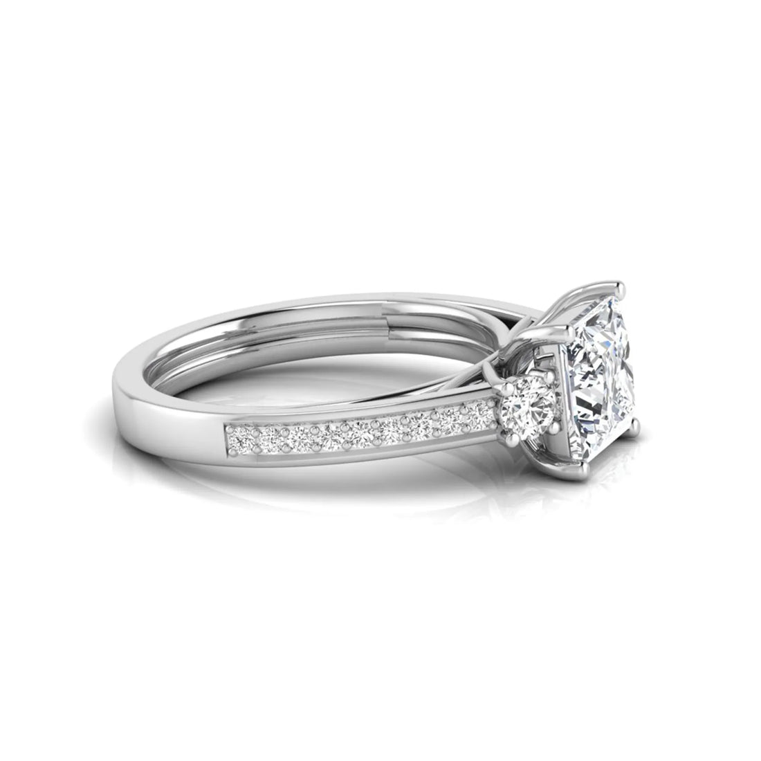 OctaPearl 2.5 ct Princess Three Stone Lab Grown Diamond Engagement Ring
