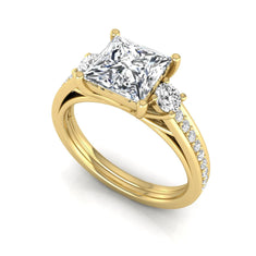 OctaPearl 2.5 ct Princess Three Stone Lab Grown Diamond Engagement Ring - alternate view