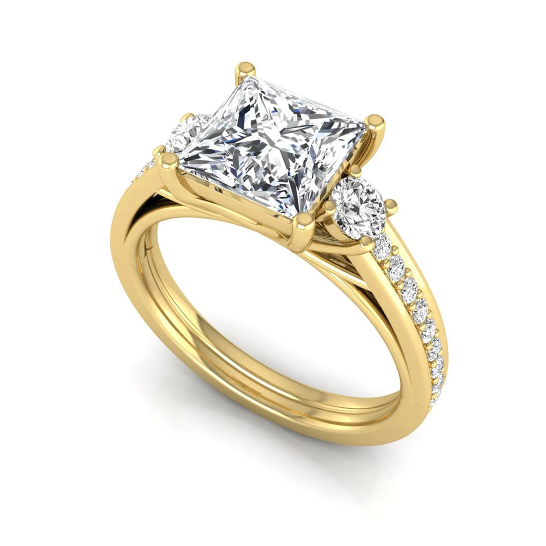 OctaPearl 2.5 ct Princess Three Stone Lab Grown Diamond Engagement Ring