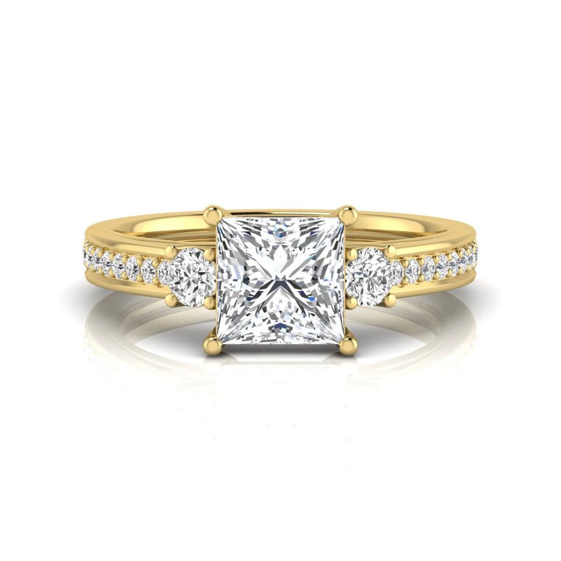 OctaPearl 2.5 ct Princess Three Stone Lab Grown Diamond Engagement Ring
