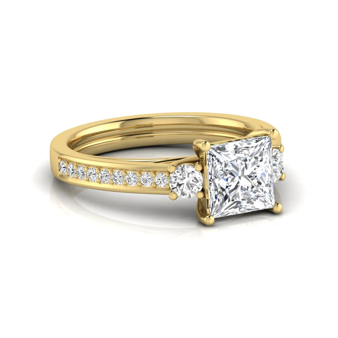 OctaPearl 2.5 ct Princess Three Stone Lab Grown Diamond Engagement Ring