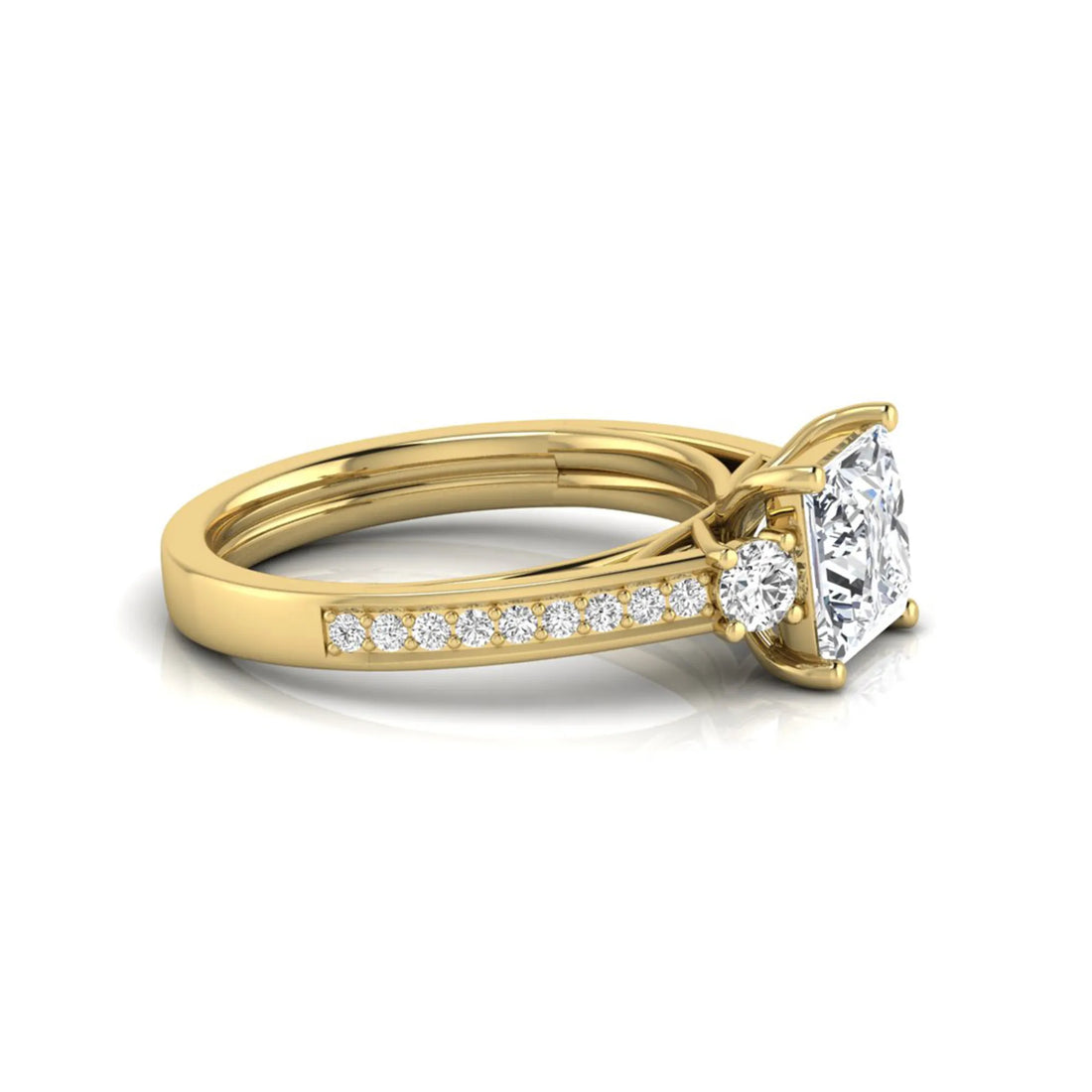 OctaPearl 2.5 ct Princess Three Stone Lab Grown Diamond Engagement Ring