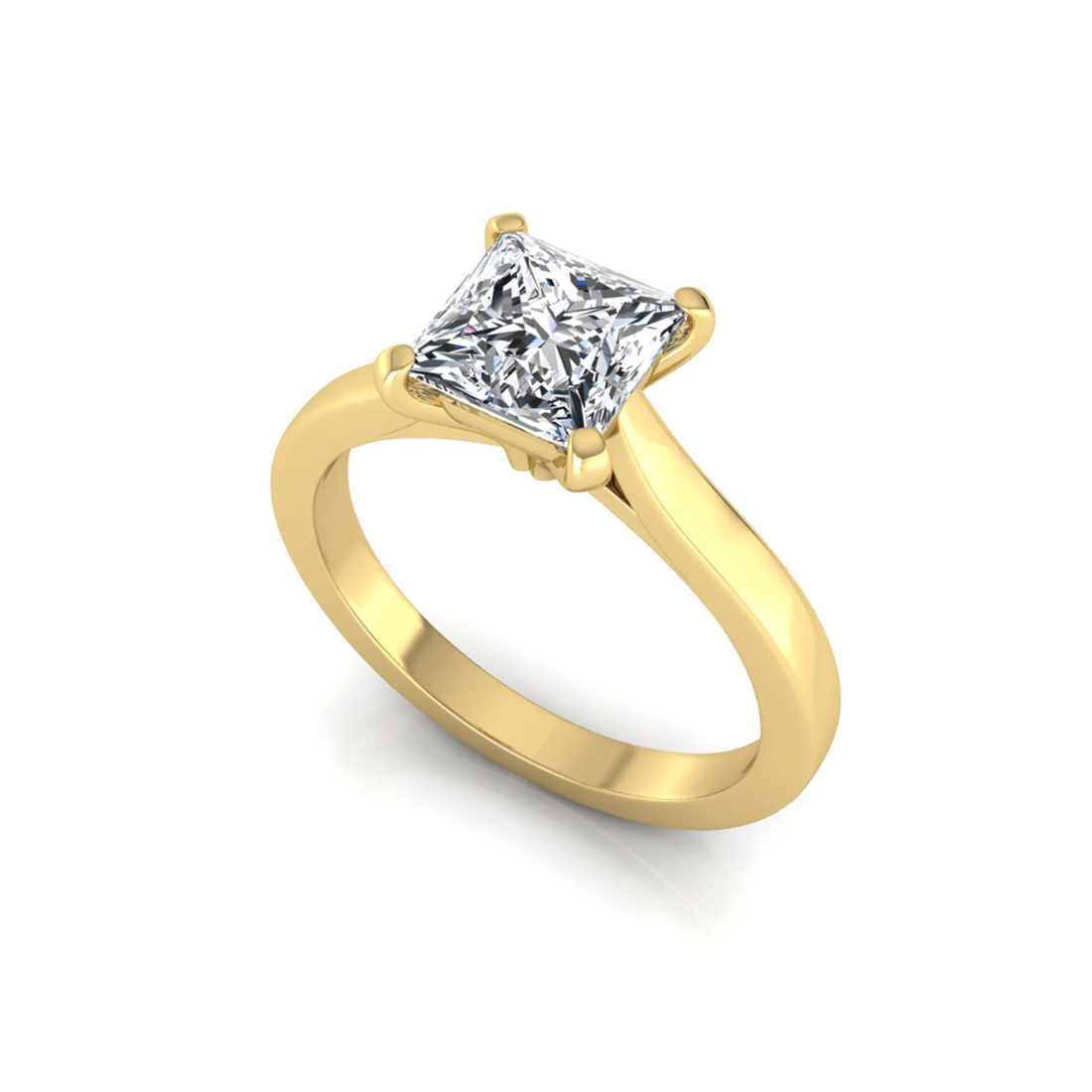 OctaPearl Classic Princess Cut Solitaire Lab Grown Diamond Engagement Ring in Gold