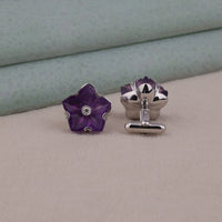 Purple Gemstone Floral 925 Silver Cufflinks | OctaPearl