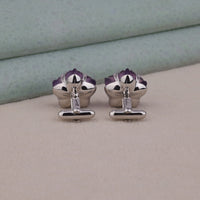 Purple Gemstone Floral 925 Silver Cufflinks | OctaPearl