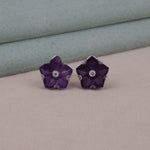Purple Gemstone Floral 925 Silver Cufflinks | OctaPearl