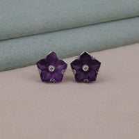 Purple Gemstone Floral 925 Silver Cufflinks | OctaPearl
