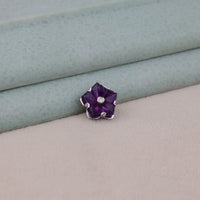 Purple Gemstone Floral 925 Silver Button Set
