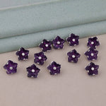 Purple Gemstone Floral 925 Silver Button Set