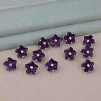Purple Gemstone Floral 925 Silver Button Set