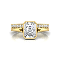 OctaPearl 1.5 ct Radiant Bezel Set Lab Grown Diamond Bridal Ring Set