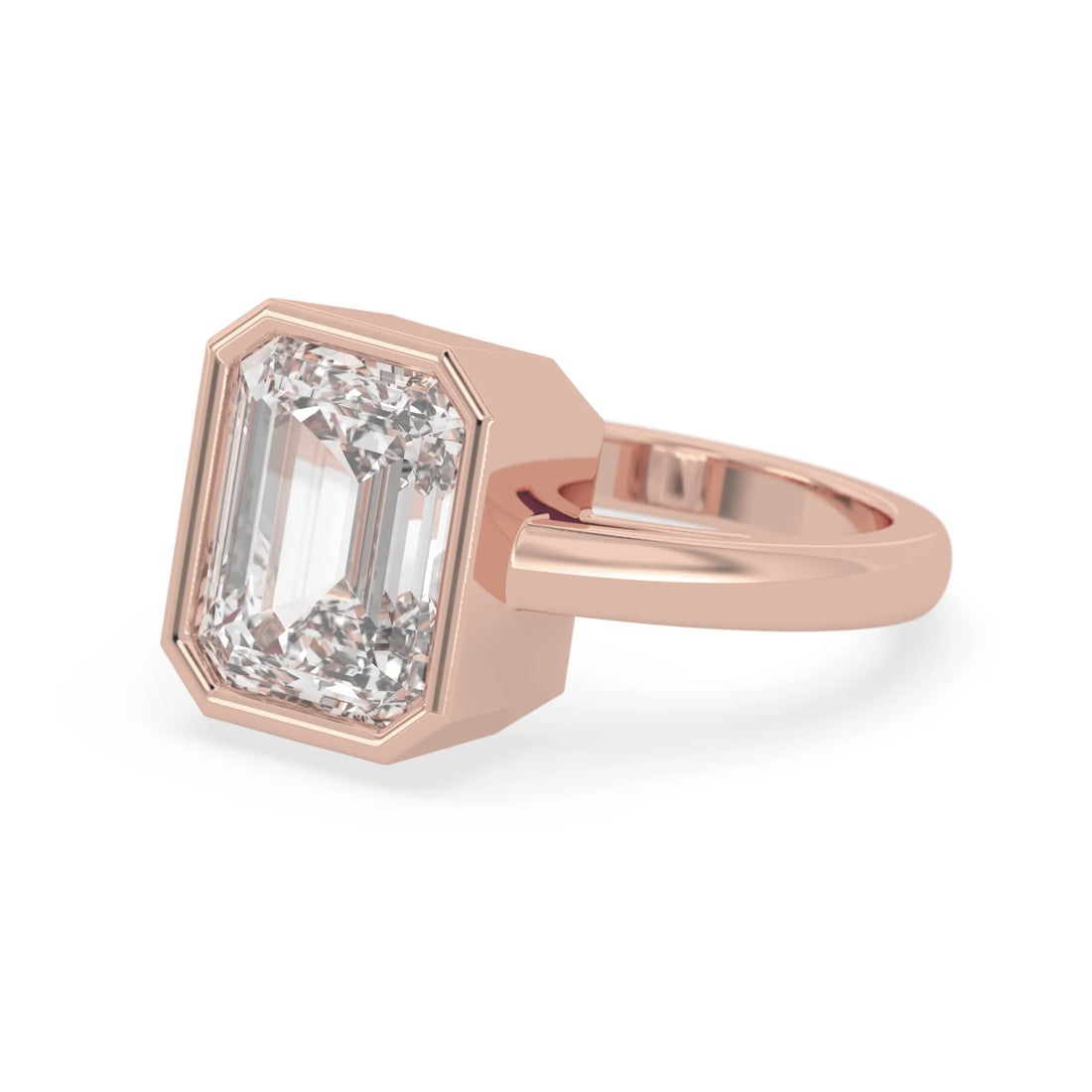 OctaPearl 5 ct Radiant Bezel Set Lab Grown Diamond Solitaire Engagement Ring
