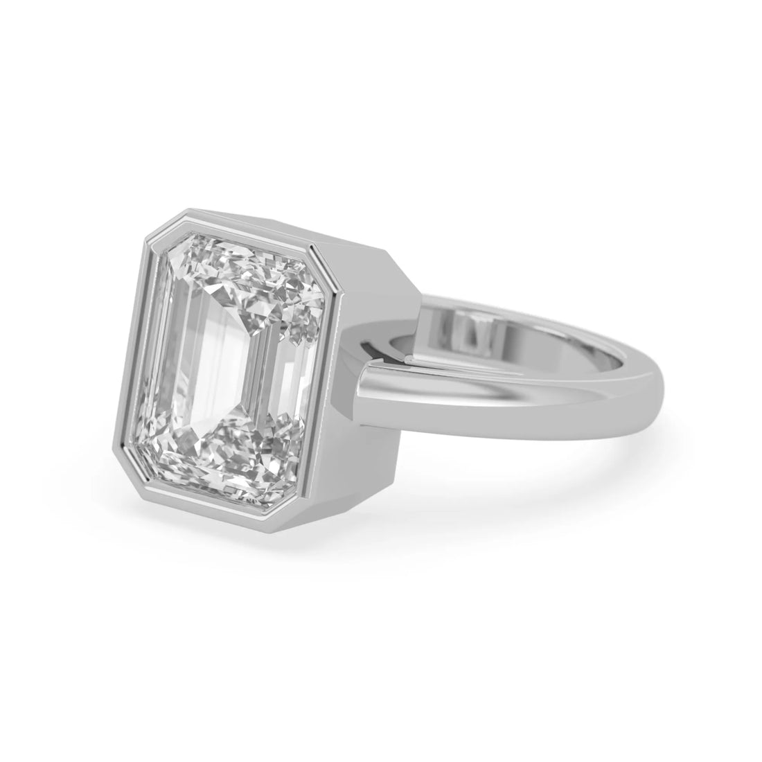 OctaPearl 5 ct Radiant Bezel Set Lab Grown Diamond Solitaire Engagement Ring