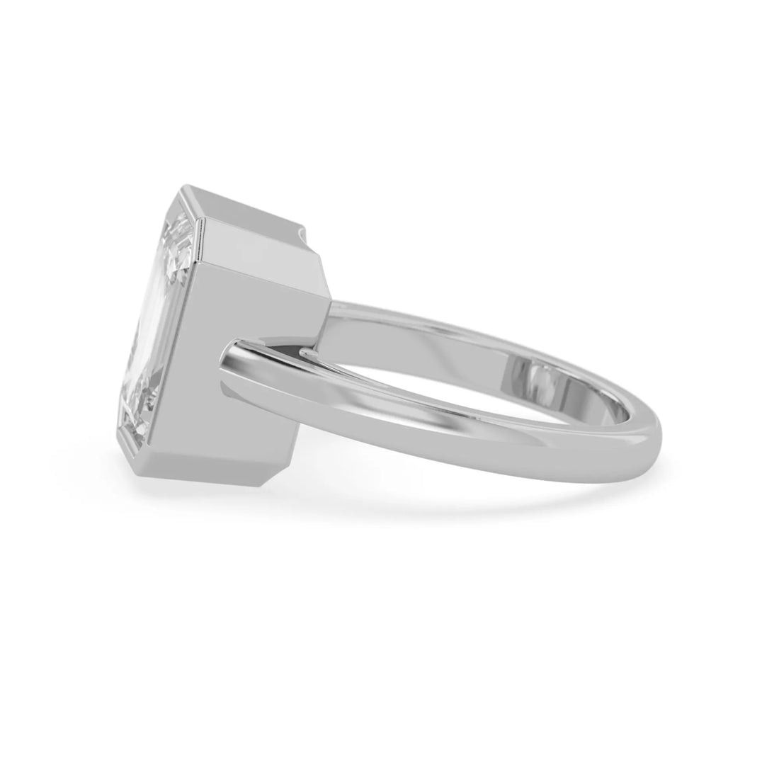 OctaPearl 5 ct Radiant Bezel Set Lab Grown Diamond Solitaire Engagement Ring