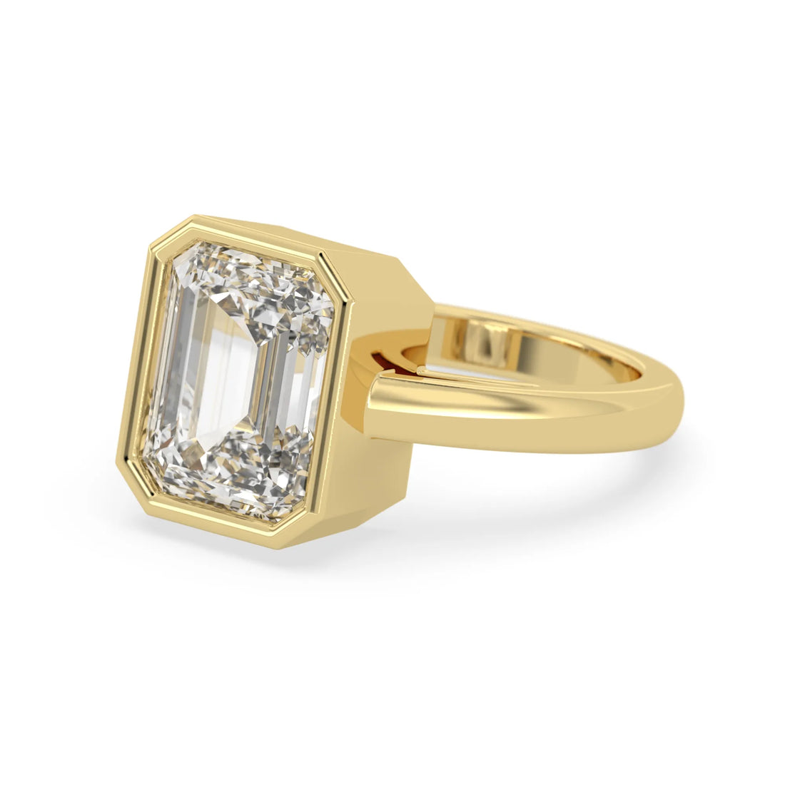 OctaPearl 5 ct Radiant Bezel Set Lab Grown Diamond Solitaire Engagement Ring