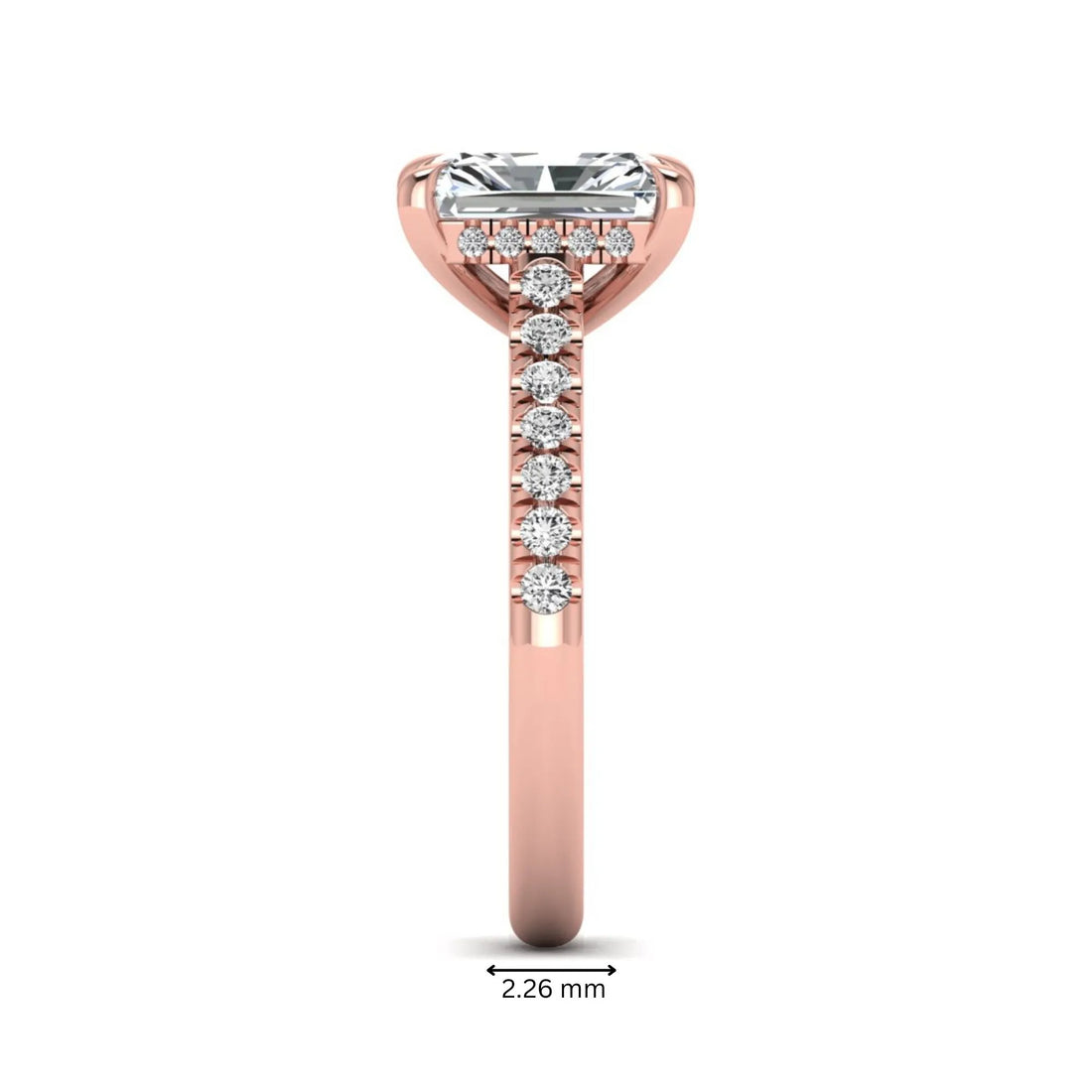 OctaPearl 2.5 ct Radiant Cut Hidden Halo Lab Grown Diamond Engagement Ring