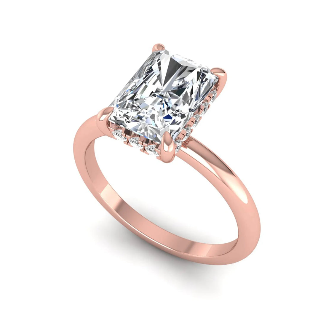 OctaPearl 2.5 ct Radiant Cut Hidden Halo Lab Grown Diamond Solitaire Engagement Ring