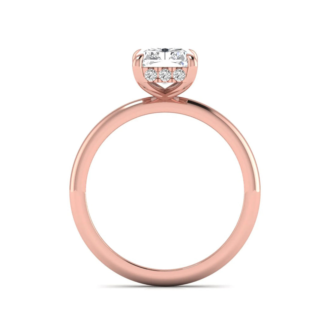 OctaPearl 2.5 ct Radiant Cut Hidden Halo Lab Grown Diamond Solitaire Engagement Ring