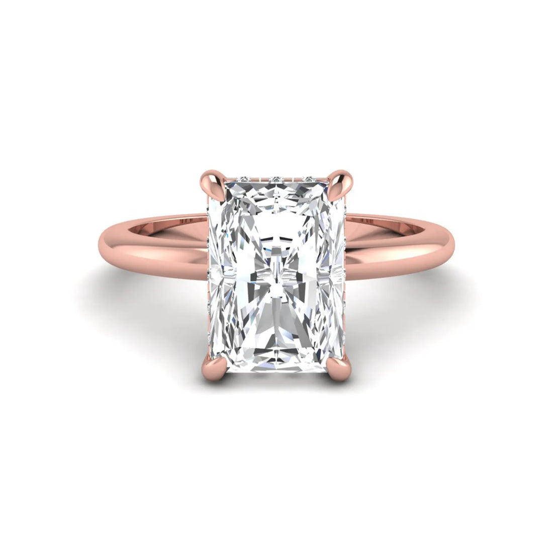 OctaPearl 2.5 ct Radiant Cut Hidden Halo Lab Grown Diamond Solitaire Engagement Ring
