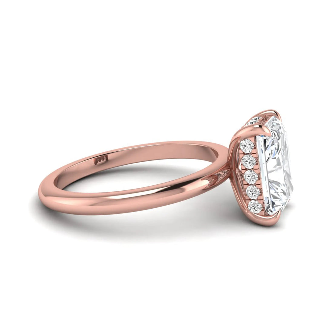 OctaPearl 2.5 ct Radiant Cut Hidden Halo Lab Grown Diamond Solitaire Engagement Ring