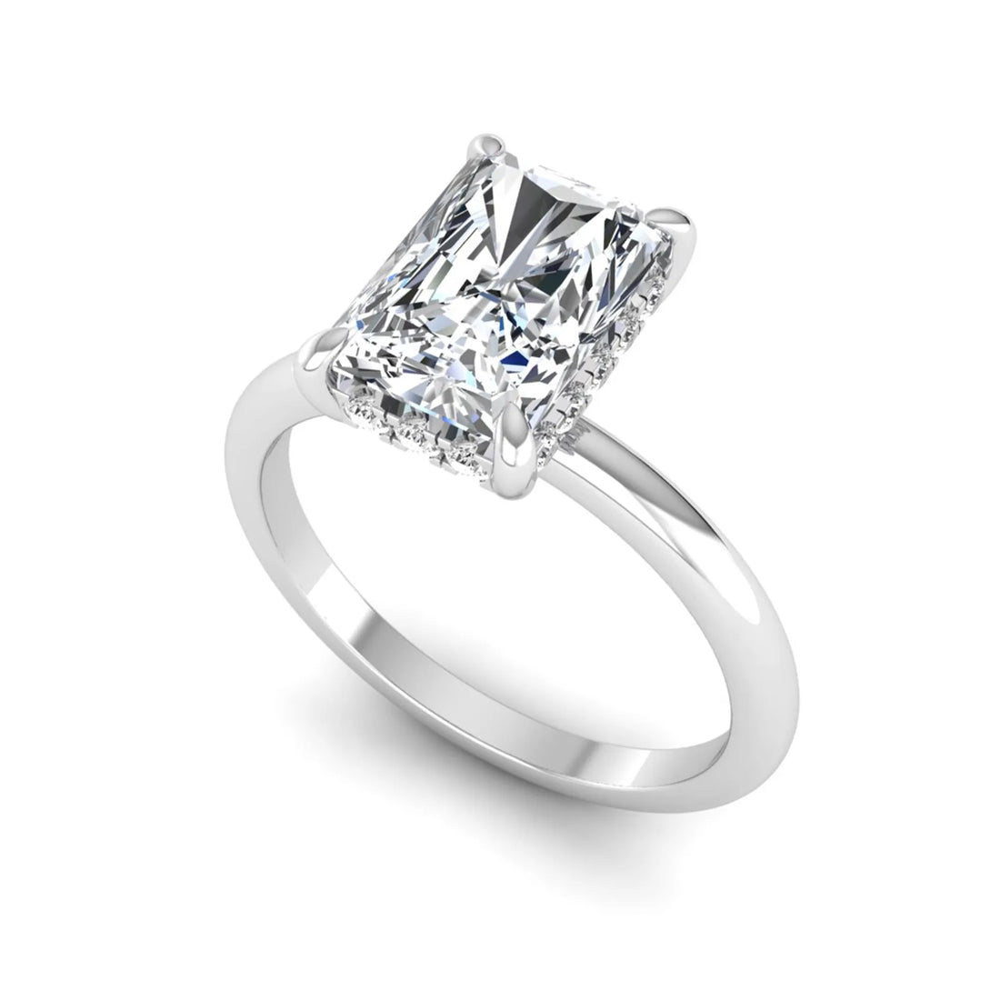 OctaPearl 2.5 ct Radiant Cut Hidden Halo Lab Grown Diamond Solitaire Engagement Ring