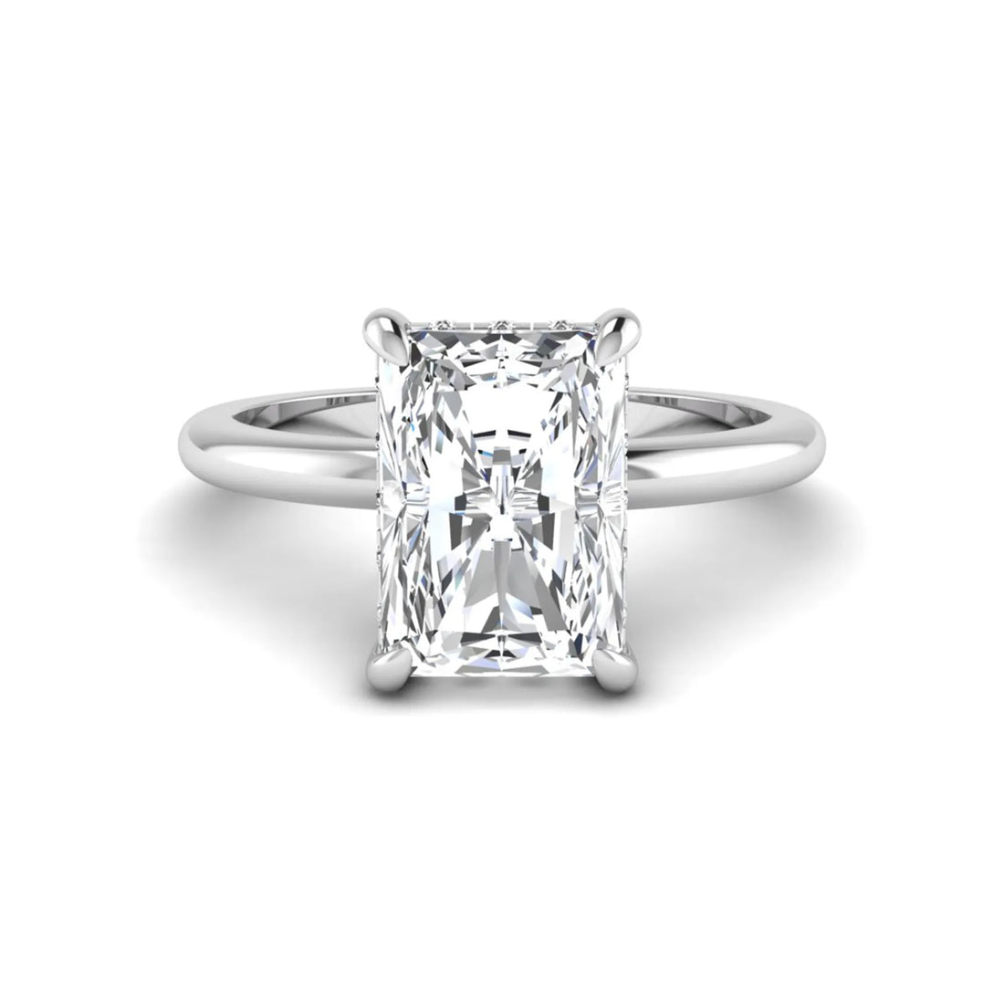 OctaPearl 2.5 ct Radiant Cut Hidden Halo Lab Grown Diamond Solitaire Engagement Ring