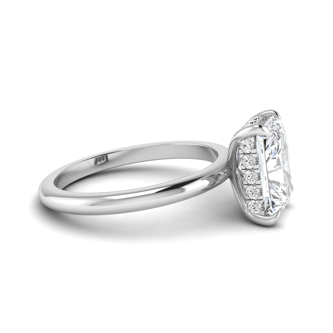 OctaPearl 2.5 ct Radiant Cut Hidden Halo Lab Grown Diamond Solitaire Engagement Ring