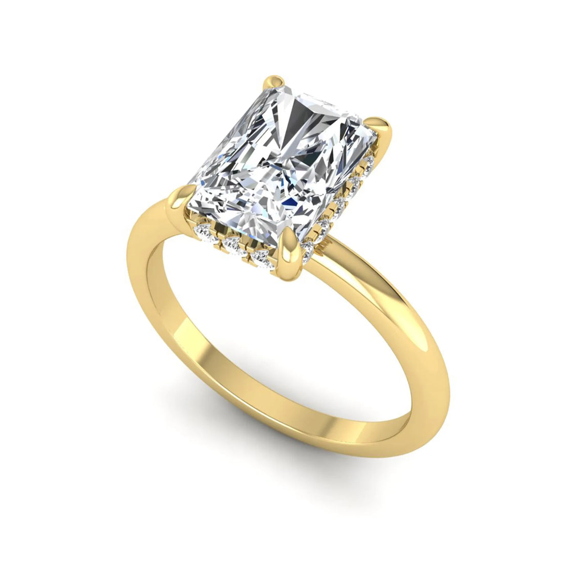 OctaPearl 2.5 ct Radiant Cut Hidden Halo Lab Grown Diamond Solitaire Engagement Ring